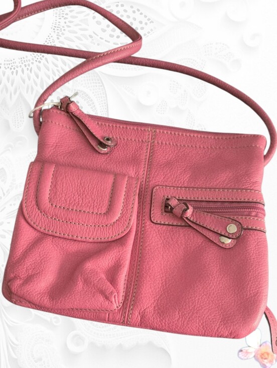 Tignanello Handbags - Tignanello Pink Crossbody Wallet Organizer Bag Pebbled Leather Slim Like New